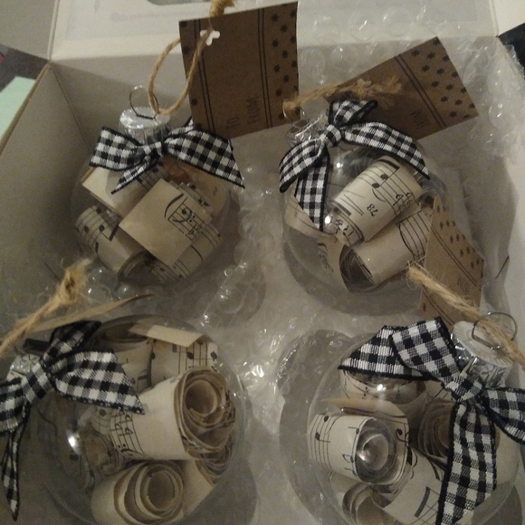 Set of 4 Sheet Music Glass Cottagecore Goth Ornaments - Picture 1 of 1